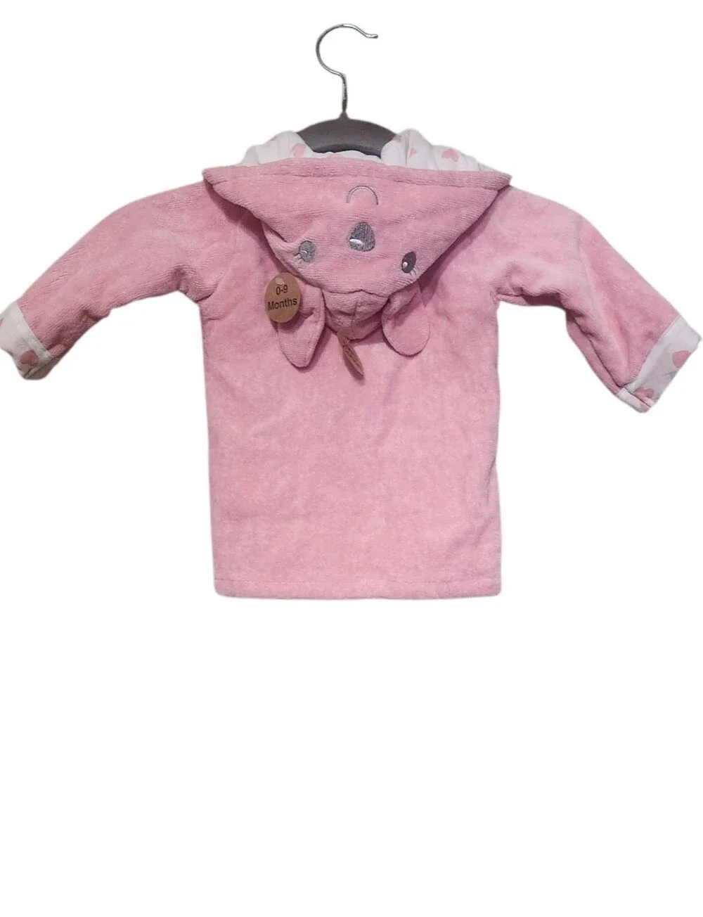 Baby Essentials Pink Bunny Hooded Baby Bathrobe (0-9 Months)